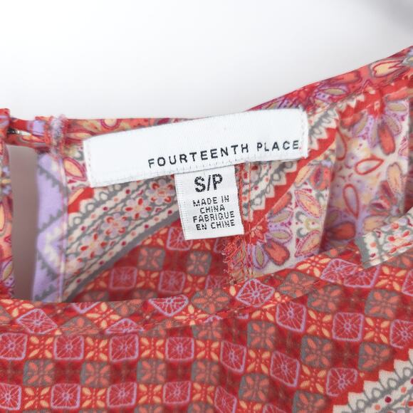 Fourteenth Place Boho Indie Romantic Floral Geometric Blouse Flutter Sleeve S - Picture 5 of 11